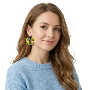 Kelebek Küpe Taşlı Model Silikon Tasarım