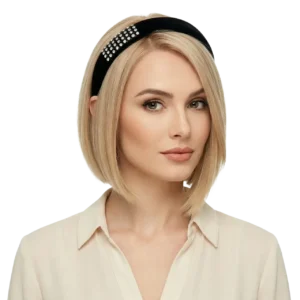 Siyah Saten Taşlı Saç Tacı