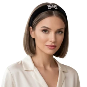 Zirkon Taşlı Siyah Saten Saç Tacı