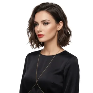 Septum piercing zirkon takı burun küpesi manken üzerinde