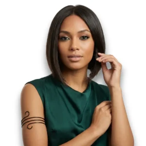 Siyah renkli nikel kaplama tek parça kol bileziği manken kolunda