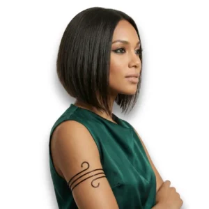 Siyah renkli nikel kaplama tek parça kol bileziği manken kolunda