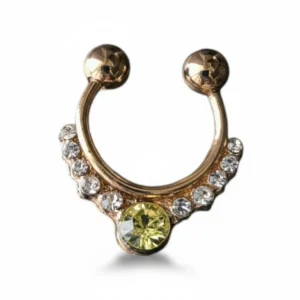 Taşlı Septum Paslanmaz Çelik Fake Piercing, bakır renk, ürün genel görünüm, beyaz fon.